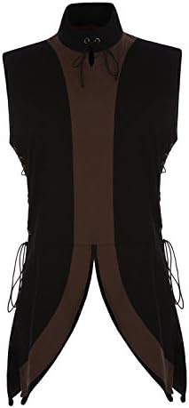 Skyvo Mens Medieval Shirt Vest Laced Up Pirate Renaissance Landlord Knight Top