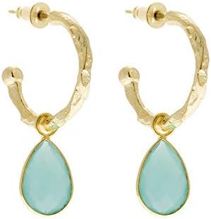 Azuni Aqua Mini Drop Hoop Earrings (Gold Plated)