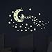 Glow in The Dark Moon Stars Wall Decal， Fairy Vinyl Luminous Stickers for Kids Girls Nursery Bedroom DIY Mural Decoration