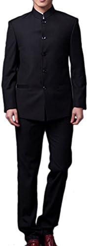 Zhhmeiruian Mens 2PCS Chinese Tunic Suit Traditional Uniform Wedding Dress Party