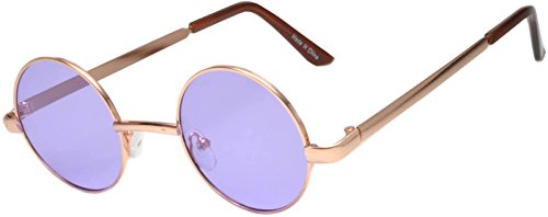 Round retro vintage circle style sunglasses purple lens…