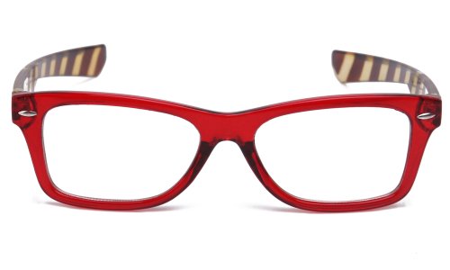 IG Unisex Translucent Simple Stripe Design Comfortable No Logo Clear Lens Glasses in Red/Brown