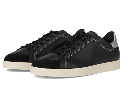 ECCO Women's Street Lite Leather Lace Up Sneaker, Black, 7-7.5