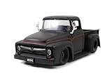 1956 Ford F-100 Pickup Truck Matt Black 1/24 by Jada 90485