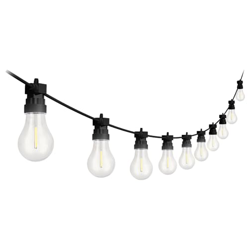 4lite Antheia Solar Outdoor Festoon String Lighting (Black) 11ft 260lm IP44 Rated Exterior 10 x Traditional String Light - Bulbs Included- 4L2/6017-4Yr Guarantee