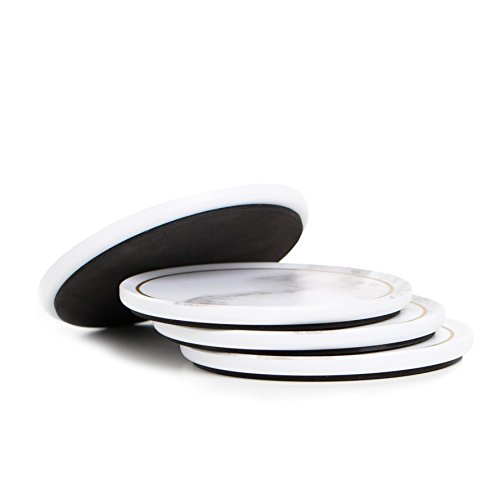 Sugar & Cloth Coaster Set, Marble Melamine with Gold Trim, 8 Count