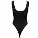 FEESHOW Women's Open Crotch Soft Smooth Bodysuit Leotard Top Teddy Lingerie Black One Size