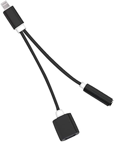 Nokire LIGHTAC1705C 2-in-1 Lighting Adapter, 3.5 mm Headphone Jack and Charging Adapter Cable, Interface Headphone Connector/Converter for iOS iPhone 7/7 Plus/6S/6 Plus - Black