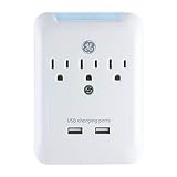 GE 2 USB 3 Outlet Surge Protector Outlet Adapter, 2.4A USB Ports, Charging Station Wall Tap, 540 Joule, Protected Indicator LED, 3 Prong, UL Listed, White, 33646
