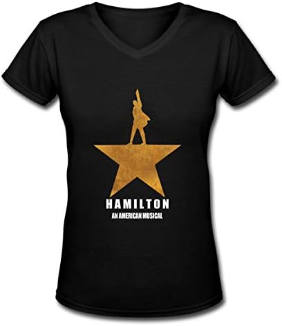 Hamilton an American Musical Women V-Neck T-Shirt Cotton Shirt Best Gift Idea for Women Girls XL Black