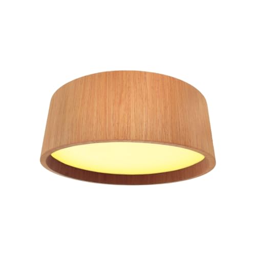 Luminária de Teto Plafon Redondo de Madeira 6 Tamanhos de 25 a 90 cm e 3 Cores - Imbuia, Freijó e Mel Design Moderno e Sofisticado (Freijó, 25 cm)