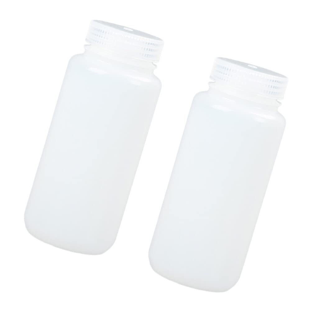 HEMOTON 2 Pcs 500ml Wide Mouth Reagent Bottle Empty HDPE Bottle Dispense Water Container Refillable Lotion ion Water Holder for Home Kitchen Cleaning (White)
