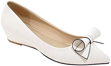 Carolbar Women's Elegant Bow Wedge Pointed Toe Court Shoes