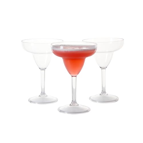 The Good Store Acrylic Unbreakable Margarita Plastic Glass | Set of 3 | Reusable, Dishwasher Friendly (Clear, 11.7x17 cm)
