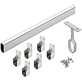 Closet Rod Kit - Oval Rod, 92 inch (2337mm) long with 6 end caps and center support. (Chrome)
