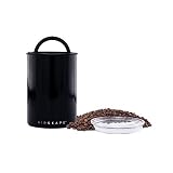 Airscape Coffee and Food Storage Canister - Patented Airtight Lid Preserve Food Freshness with Two Way C02 Valve, Stainless Steel Food Container, Obsidian Black, Medium 7-Inch Can
