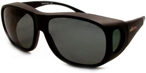 Solitaire Fits-Over Sunglasses SIZE: LARGE/Frame: Matte Black Lens: Grey/Green Polarized