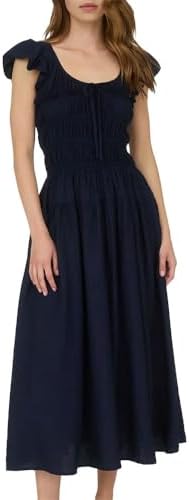 tie back flutter sleeve tiered midi dress Madewell Tie-Back Flutter-Sleeve Tiered Midi Dress Cotton Shibori Print Size 2