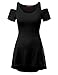 Doublju Womens Open Shoulder Flare Tunic T-Shirt Dress