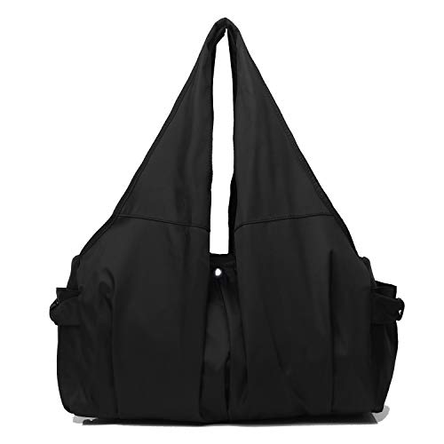 Shoulder Bag for Women, Waterproof Shopping Lightweight Work Purse and Handbag Travel Tote Oxford Nylon Large Capacity Hobo (8022-BLACK)