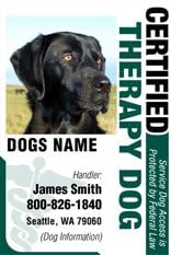 PERSONALIZE Dean &amp; Tyler "Certified Therapy Dog #5" ID Badge Bundle - 1 Handler's Custom ID Badge - 1 Dog's Custom ID Badge - Design#5 - Vertical.