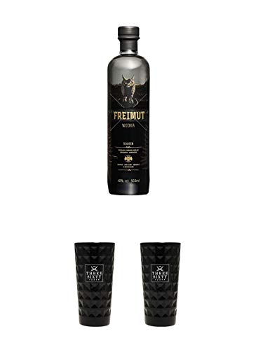 Freimut Bio Roggen Premium Wodka 0,5 Liter + Three Sixty black Vodka Glas 1 Stück (black) + Three Sixty black Vodka Glas…