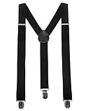 JEMYGINS Black Mens Suspender with 3 Strong Clips Adjustable Braces(2)