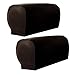 Erthree Sofa Armrest Cover,Stretchy Chair Arm Cover,PU Leather Sofa Slipcovers Waterproof Armrest Protector for Sofa Accessories (Brown Without Button)