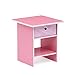 Furinno Dario End Table / Side Table / Night Stand / Bedside Table with Bin Drawer, 1-Pack, Pink/Light Pink