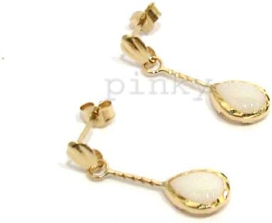 New 9CT Gold Real Opal Teardrop Diamond Cut Edge Drop Earrings (GD1221) GOLD EARRING / Gold Jewellry (MADE IN UK WITH HIGH QUALITY)