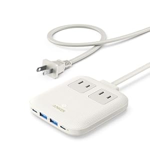 Anker Nano Charging Station (6-in-1, 67W) (USBタップ 電源タップ AC差込口 2口 USB-C 2ポート USB-A 2ポート 延長コード 1.5m) 