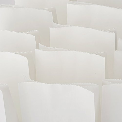 Halulu 50pcs Paper Lunch Bags, Bread Bags,Durable Kraft Paper Bags, Paper Snack Bags, Paper Grocery Bags (5x3x9.4, white)