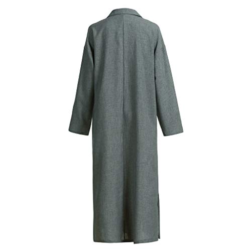 TIFENNY Women Plus Size Loose Shirt Dresses Long Sleeve Cross Maxi Dress Full Length Shirt Line Loose Pullover Gray - Thumbnail 2