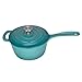 Zelancio 2 Quart Cast Iron Enamel Sauce Pan Pot Covered Sauce Pot (Aqua Blue)