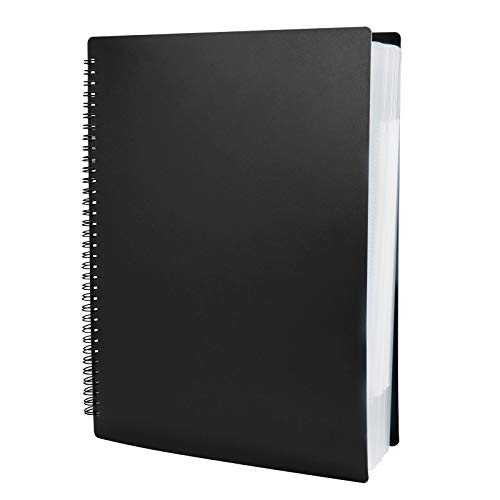 Irich Music Folders, Music Folder A4 Size, Music File Folder Plastic Folders with Tabs and 60 Pockets (30 Compartments, 32 x 24 cm, Black)