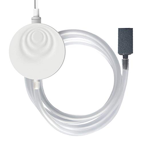 Aquarium Air Pump Ultra Silent Mini Air Bubbler 1.0 Watt Super Energy Saving Fish Tank Pump with Air Stone and Silicone Air Tube, White