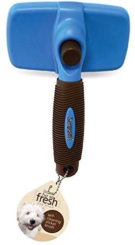 Fur-So-Fresh Self Cleaning Slicker Brush for Dogs - Easy to Clean Pet Grooming -Removes Mats, Tangles, and Loose Hair with Minimal Effort and Comfort - Suitable for Short, Medium, or Long Hair