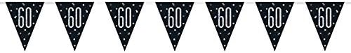 Stunning 60th Glitz Black & Silver Prismatic Plastic Flag Banner (274cm) - Elegant Decor for Memorable Celebration - 1 Pc - Image 3