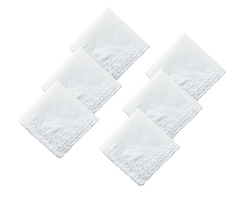 Gift Set- 6 Pk Laides Large Soft 100%Cotton Rose Embroidery Hankerchiefs Hankies