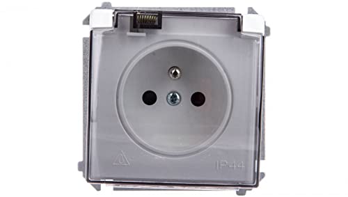 Simon Basic Socket Splash-Proof IP44 with Track Panel and Smoke Flap White BMGZ1Bz.01/11a kontakt-simon 5902787571610