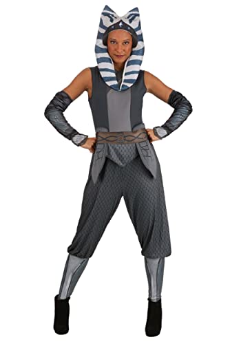 STAR WARS Ahsoka Tano Official Adult Halloween Costume - Jumpsuit with Waist Belt, Armbands, and Fabric Headpiece