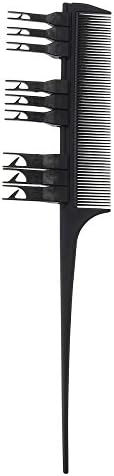 2 Side Hair Dyeing Comb Adjustable Sectioning Highlight Comb Weaving Cutting Brush Professional Salon Hair Coloring Styling Tool (Black)