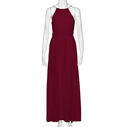 TIFENNY Womens Formal Chiffon Sleeveless Prom Evening Evening Party Long Maxi Dress Summer Fashion Beach Dresses Wine