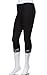 Junior Plus Size Plain Cotton Capri Leggings with Hem LACE Trim, 1XL, Black