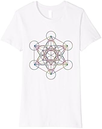 Womens Sacred Geometry - Metatron's Cube Rainbow Color Large White