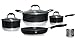 Gourmet Chef Induction Ready Non-Stick Cookware Set, Induction Base, Multi-Surface, Stay Cool Silicone Handles, Scratch Resistant Heavy Gauge, 7-Piece, Black