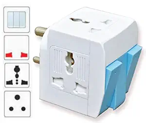KAVANA multiplug | three pin plug socket | 3-in-1 Universal Travel Adapter Multi-Plug with Individual Switch Socket with Individual Switch Spike Buster Fuse Protected | travel adapter | multiplug sockets (Blue and White)
