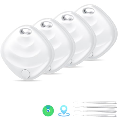 Neue [Apple MFi-Zertifiziert] (Nur iOS) Tracker Tags-4er Pack, Hoxe Bluetooth 5.3 Schlüsselfinder Kompatibel Apple Wo ist?, Schlüssel Finder Smart Tag für Auto/Koffer/Taschen, Austauschbarer Akku