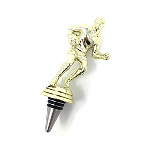 Rugby Wine Bottle Stopper - Handmade with Stainless Steel Base and Repurposed Trophy Top