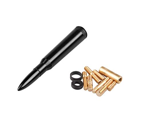 Templehorse 50 Cal Caliber Black Bullet Antenna Heavy Gauge CNC Machined Billet Aluminum Short For Ford F150 F250 F350 F450 F550 F650 1997-2018(Black)